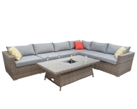 Rengard JENNY 8 Seat Rattan Modular Corner Sofa Set with Rising Ice Bucket Table & 2 Footstools - Image 2
