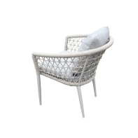 Rengard WALTZ Light Aluminium Garden Armchair with Olefin Rope Detailing and Waterproof Cushions - Image 2