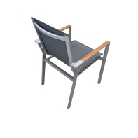 Rengard LAS VEGAS 8 Seat Outdoor Dining Set with Natural Teak - Rectangular Aluminium Table in Grey - Image 5