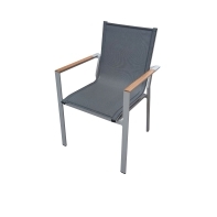 Rengard LAS VEGAS 8 Seat Outdoor Dining Set with Natural Teak - Rectangular Aluminium Table in Grey - Image 4