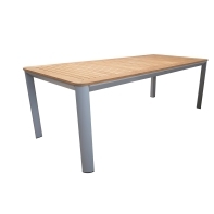 Rengard LAS VEGAS 8 Seat Outdoor Dining Set with Natural Teak - Rectangular Aluminium Table in Grey - Image 2