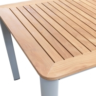 Rengard LAS VEGAS 8 Seat Outdoor Dining Set with Natural Teak - Rectangular Aluminium Table in Grey - Image 3