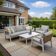 Rengard DUBAI Aluminium Rope 3 Seater Garden Sofa Lounging Set with 2 Armchairs and Coffee Table - Image 8