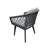 Rengard WALTZ 4 Seat Aluminium Rope Garden Dining Set - Round HPL Table in Anthracite Grey - Image 5