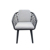 Rengard WALTZ 4 Seat Aluminium Rope Garden Dining Set - Round HPL Table in Anthracite Grey - Image 4