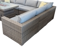 Rengard JENNY Modular 8 Seat Rattan Corner Sofa Set with Gas Fire Pit Table and 2 Footstools - Image 4