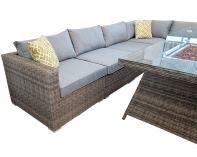 Rengard JENNY Modular 8 Seat Rattan Corner Sofa Set with Gas Fire Pit Table and 2 Footstools - Image 2