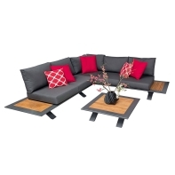 Rengard MONACO Aluminium Rope Modular Corner Sofa Set with Teak Coffee Table - Image 4