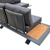 Rengard MONACO Aluminium Rope Modular Corner Sofa Set with Teak Coffee Table - Image 3