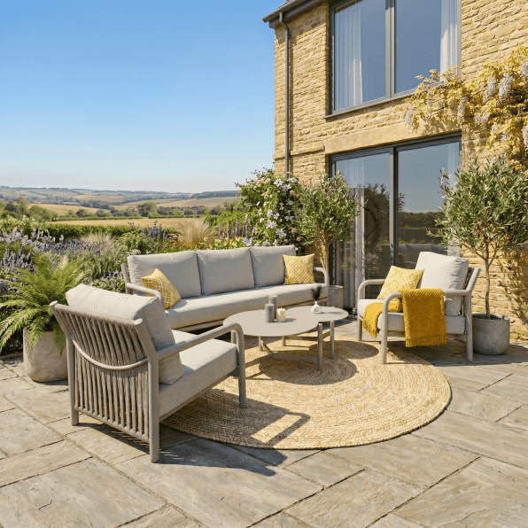 Rengard MIAMI Aluminium & Rope Sofa Lounge Set with 2 Armchairs and 2 Coffee Tables