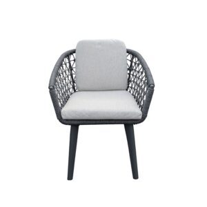 Rengard WALTZ Dark Aluminium Garden Armchair with Olefin Rope Detailing and Waterproof Cushions