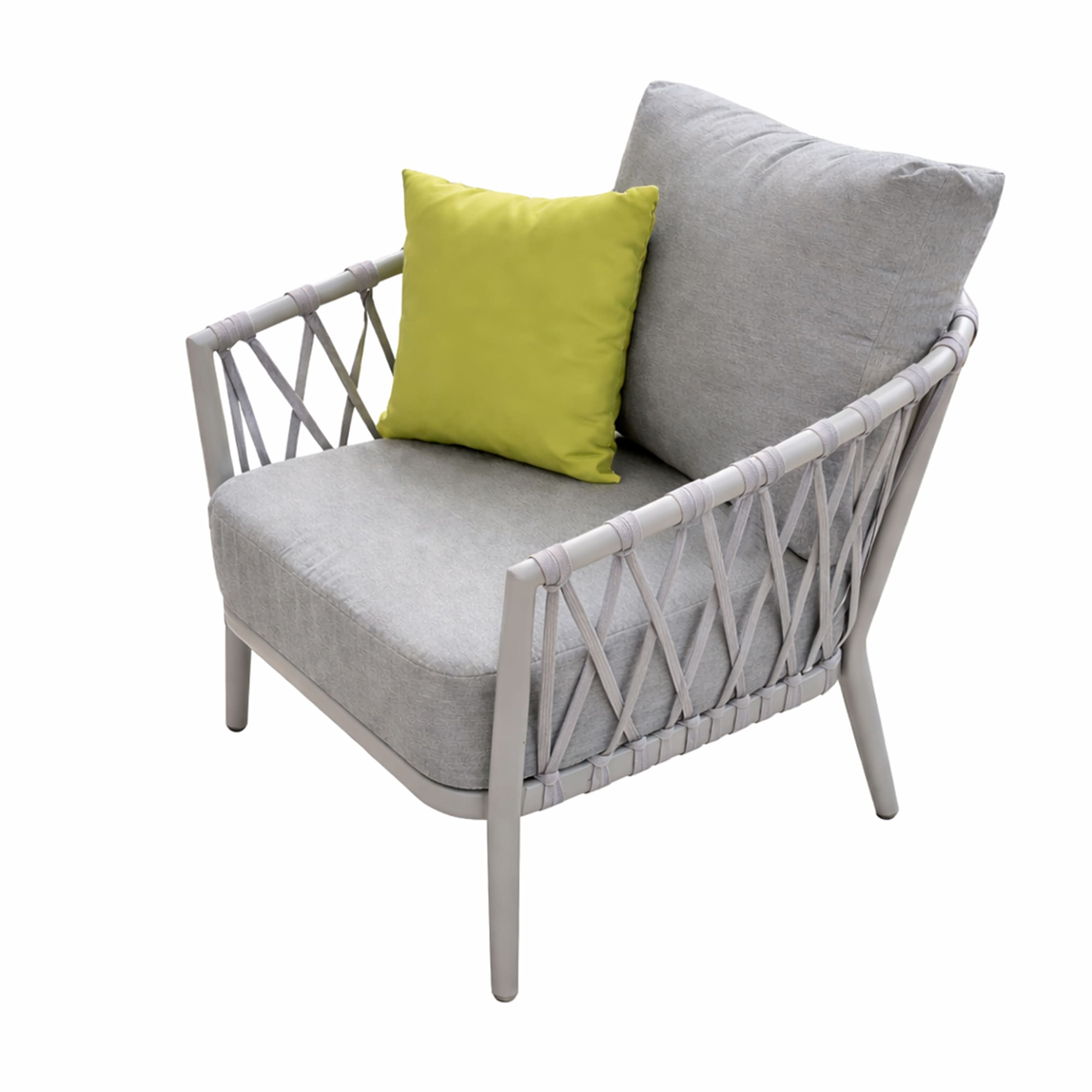 Rengard ARNY Aluminium Rope 3 Seater Garden Sofa Set with 2 Armchairs and Teak Wood Coffee Table - Image 3