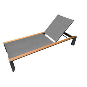 Rengard HARRY Aluminium and Teak Sun Lounger with Wheels and Adjustable Incline