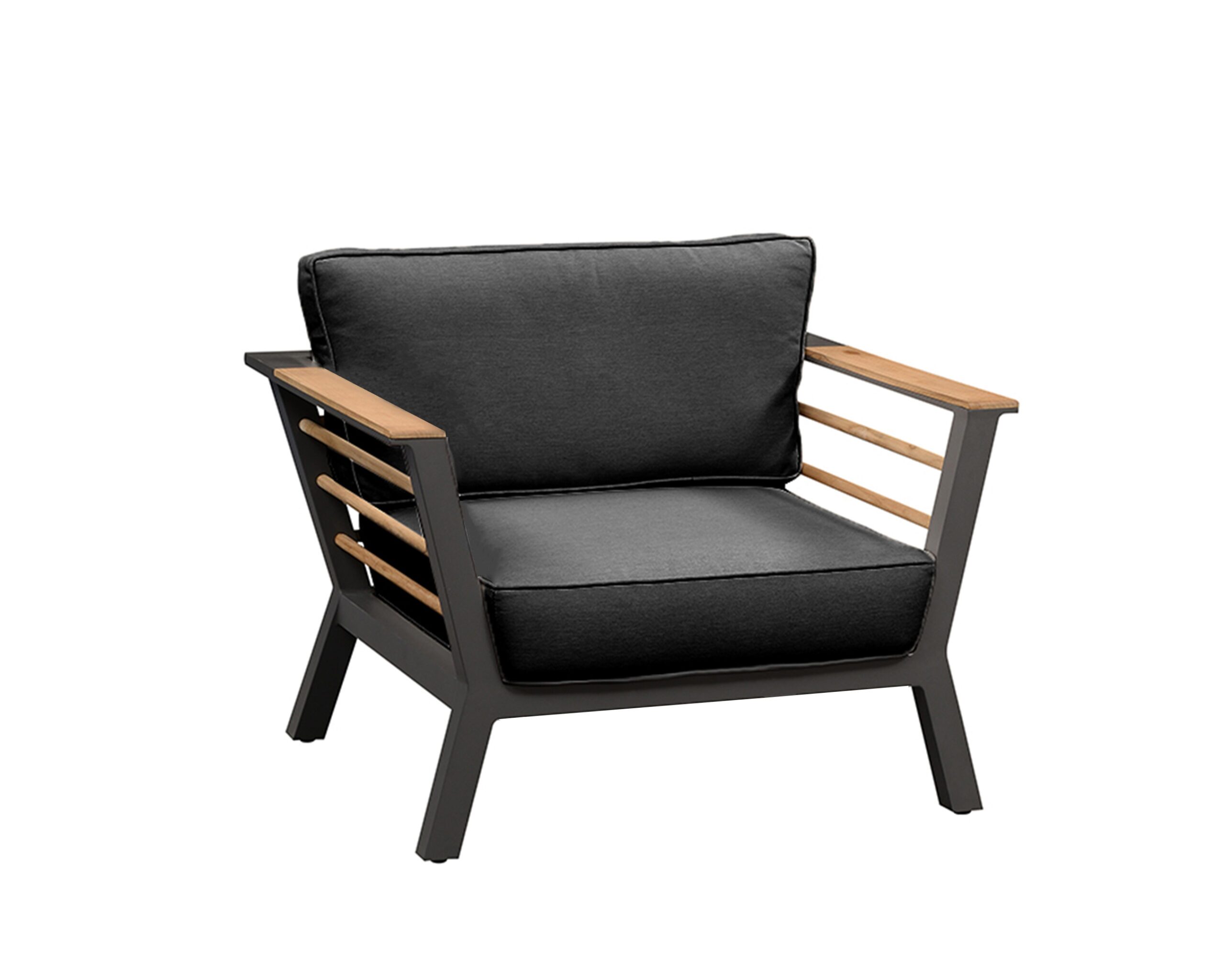 Rengard GEORGE Aluminium Teak Wood 3 Seater Sofa Lounge Set with 2 Armchairs and Coffee Table - Image 2