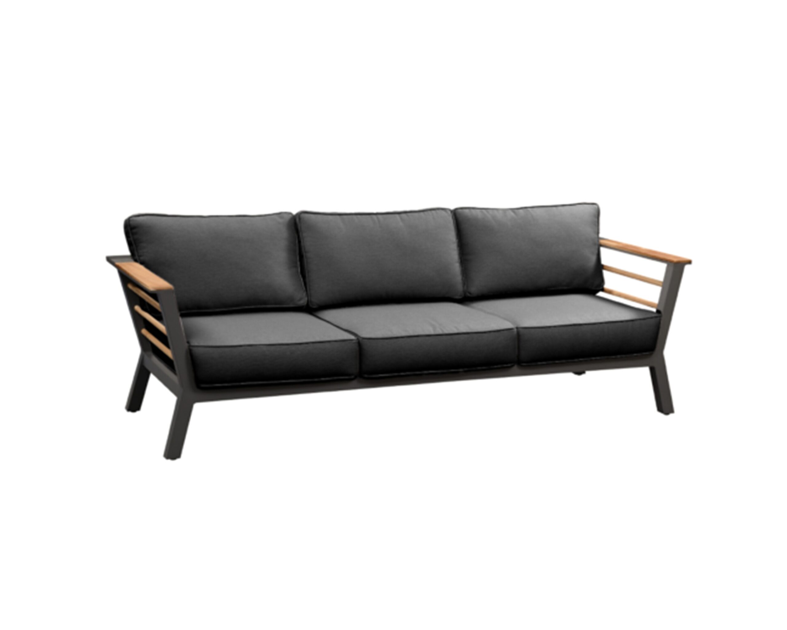 Rengard GEORGE Aluminium Teak Wood 3 Seater Sofa Lounge Set with 2 Armchairs and Coffee Table - Image 3