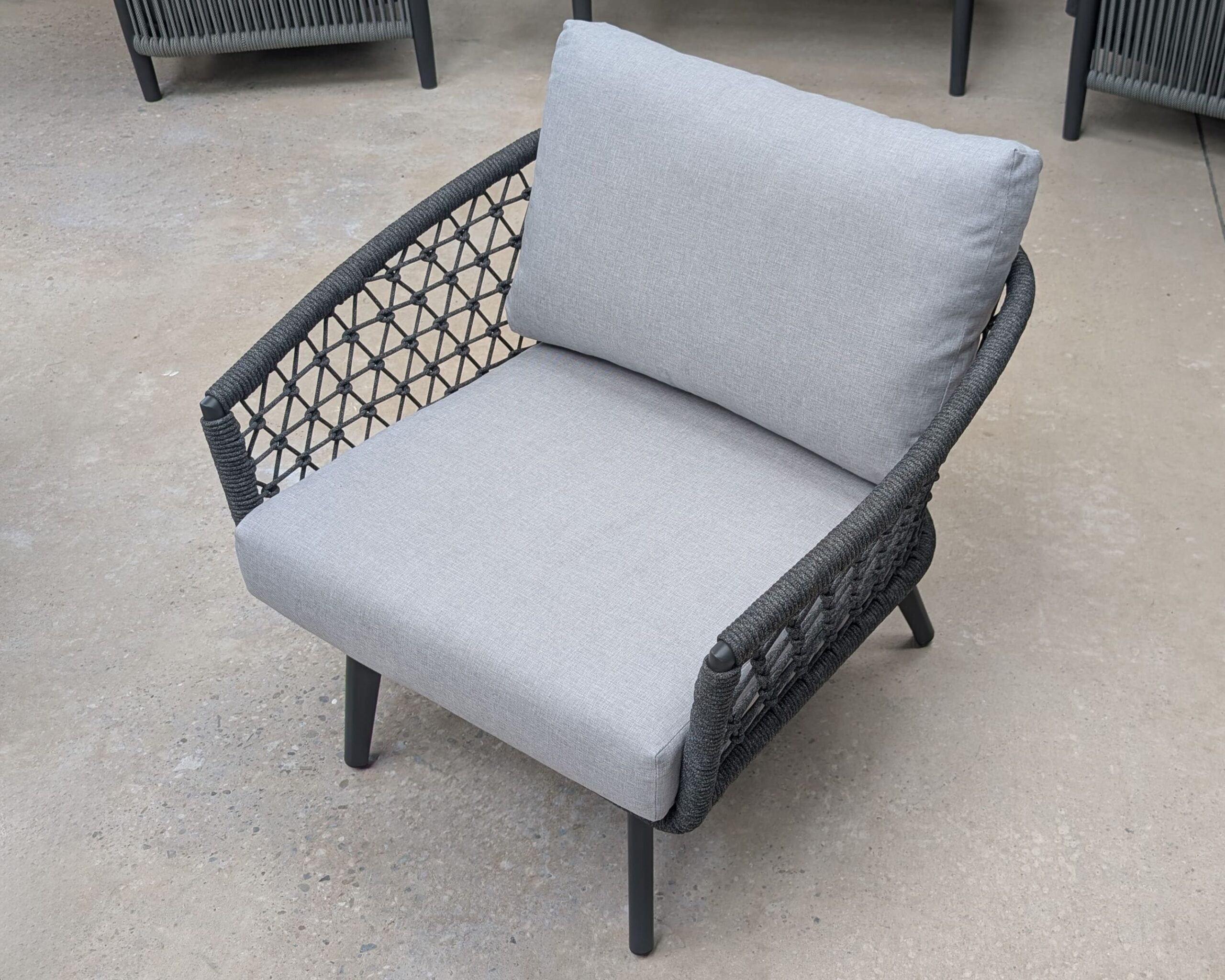 Rengard WALTZ Aluminium Rope 3 Seater Sofa Lounge Set with 2 Armchairs and Coffee Table - Image 5