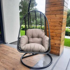 Rengard JOE Rattan Swing Chair with Extra Thick and Showerproof Seat Cushion
