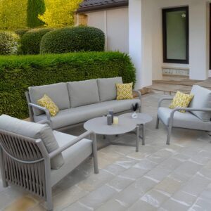 Rengard MIAMI Aluminium Rope 3 Seater Sofa Lounge Set with 2 Armchairs and 2 Coffee Tables