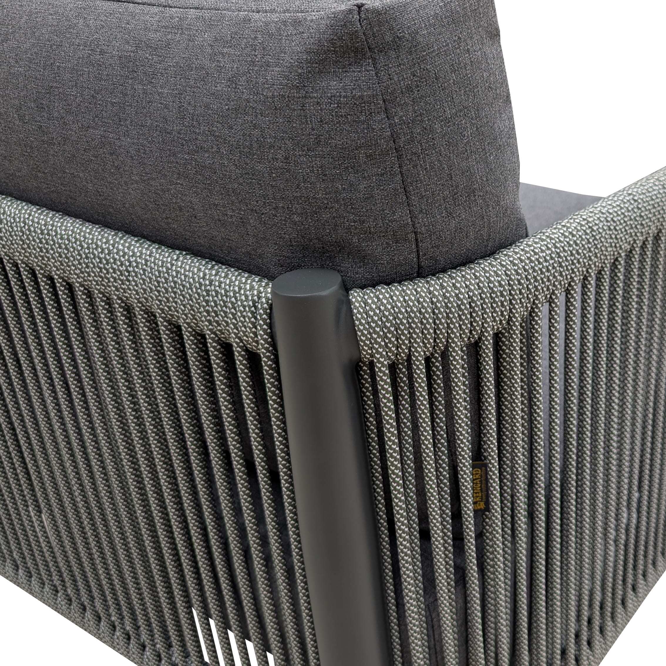 Rengard CHICAGO Aluminium and Rope 3 Seater Sofa Lounge Set with 2 Armchairs and Coffee Table - Image 4