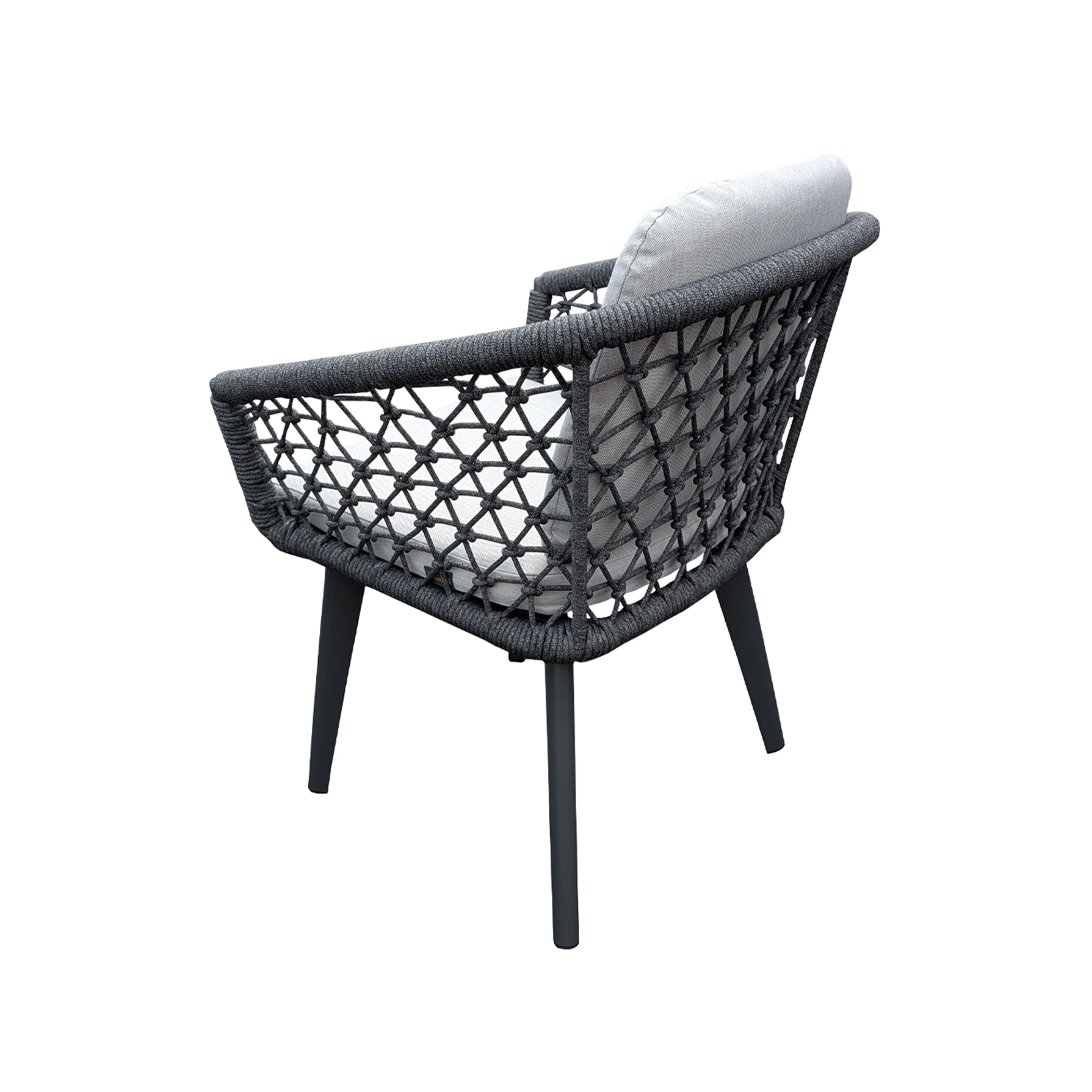 Rengard WALTZ Dark Aluminium Garden Armchair with Olefin Rope Detailing and Waterproof Cushions - Image 2