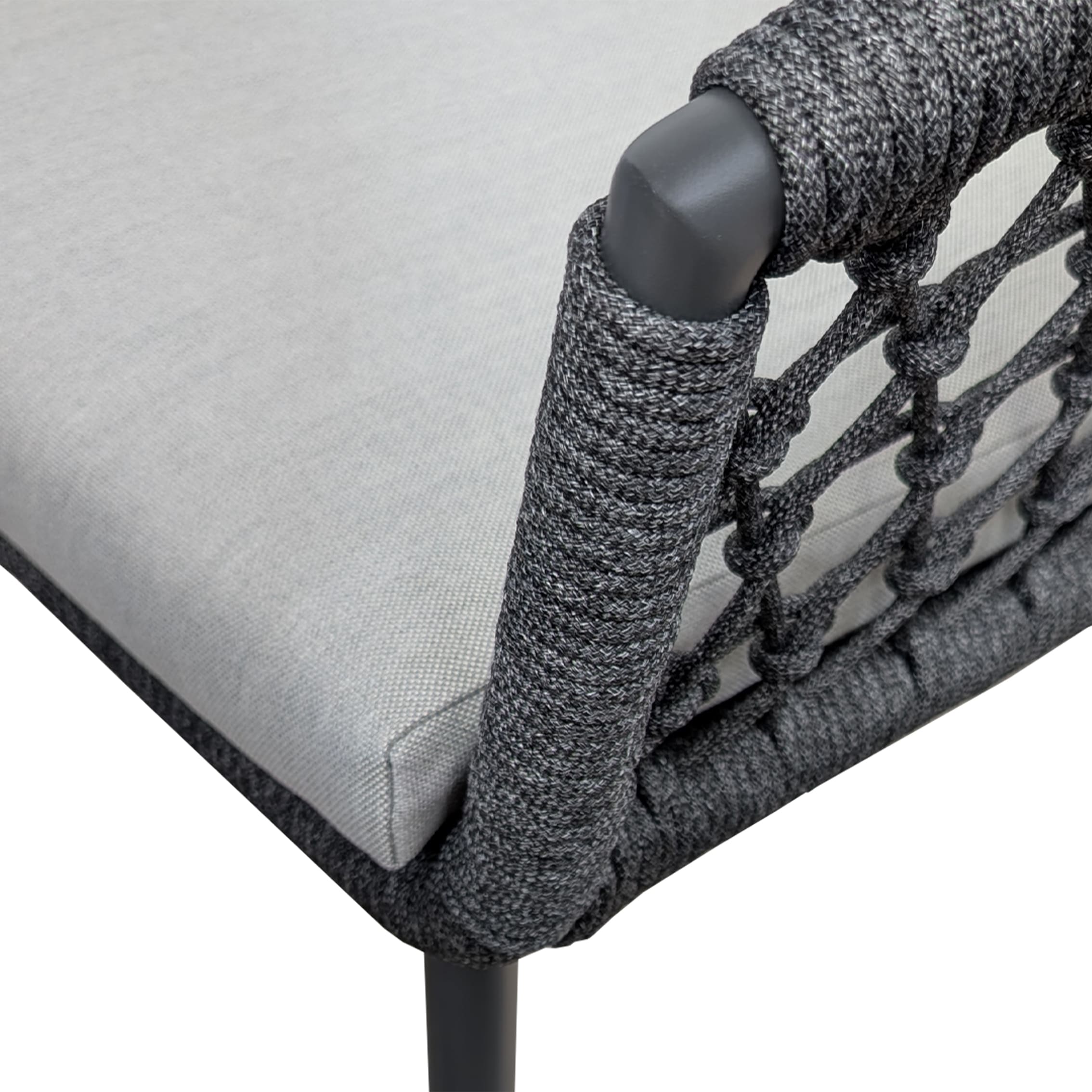 Rengard WALTZ Dark Aluminium Garden Armchair with Olefin Rope Detailing and Waterproof Cushions - Image 3