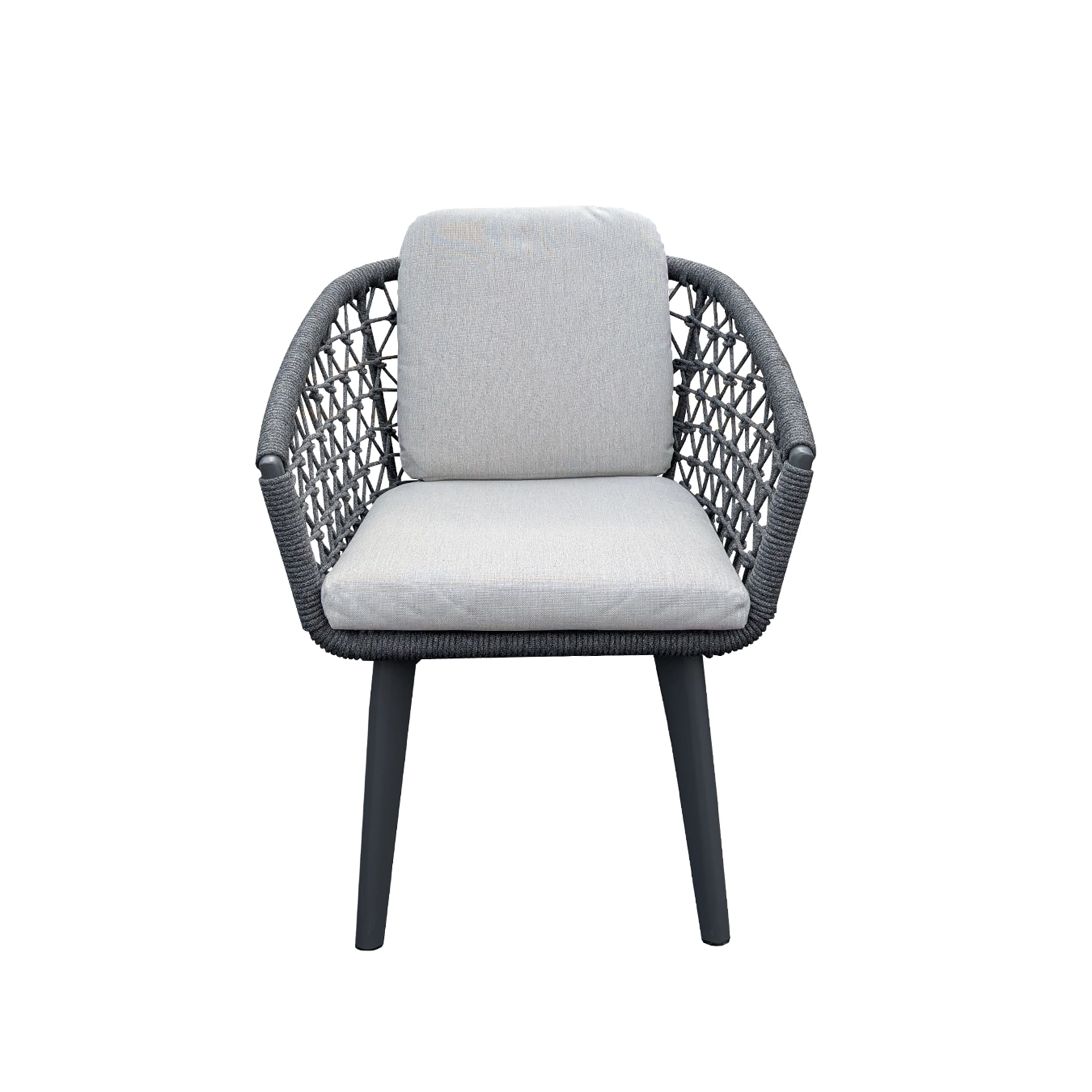Rengard WALTZ Dark Aluminium Garden Armchair with Olefin Rope Detailing and Waterproof Cushions