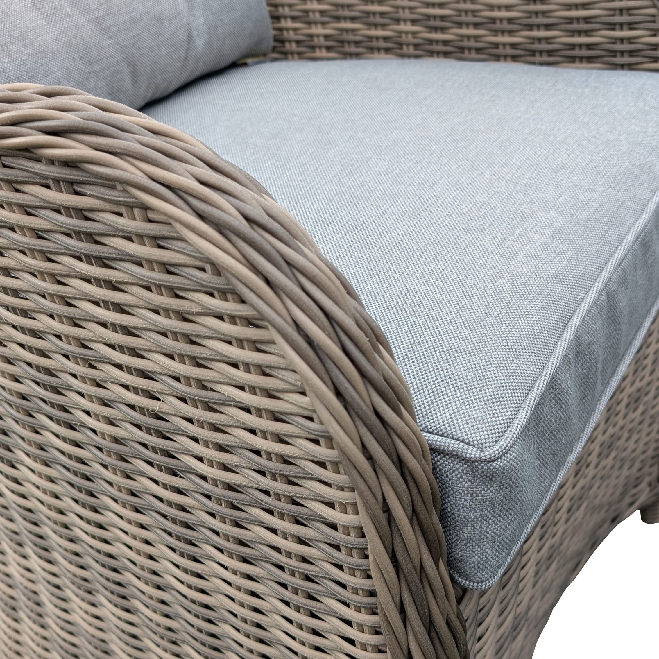 Rengard AMY Rattan Sofa Set with 2 Armchairs and Glass Coffee Table - Image 4