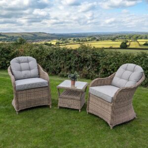 Rengard AMY Rattan Bistro Set with Small Coffee Table