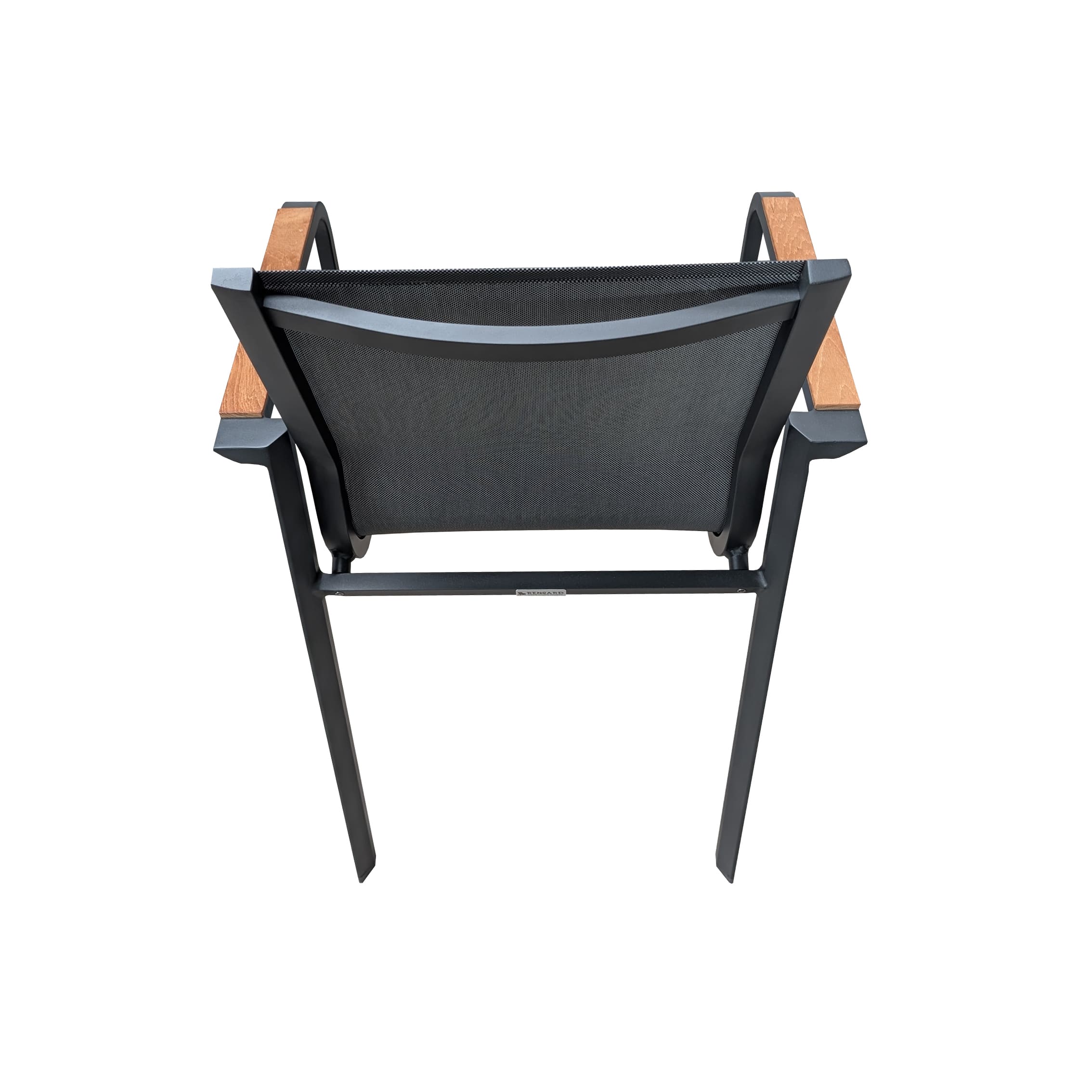 Rengard RONA Aluminium and Teak Stackable Garden Armchair with Textilene Seat Fabric - Image 2