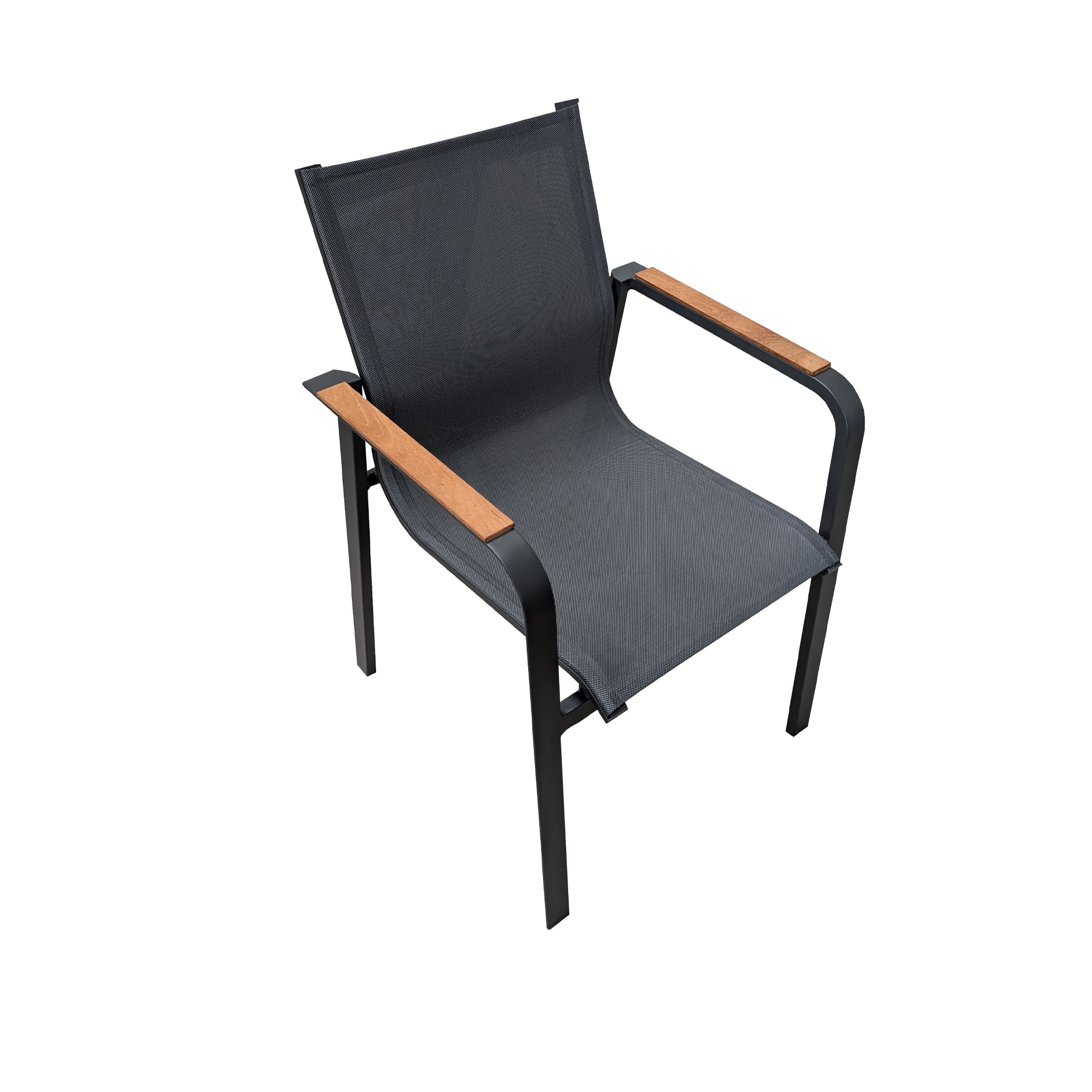 Rengard RONA Aluminium and Teak Stackable Garden Armchair with Textilene Seat Fabric