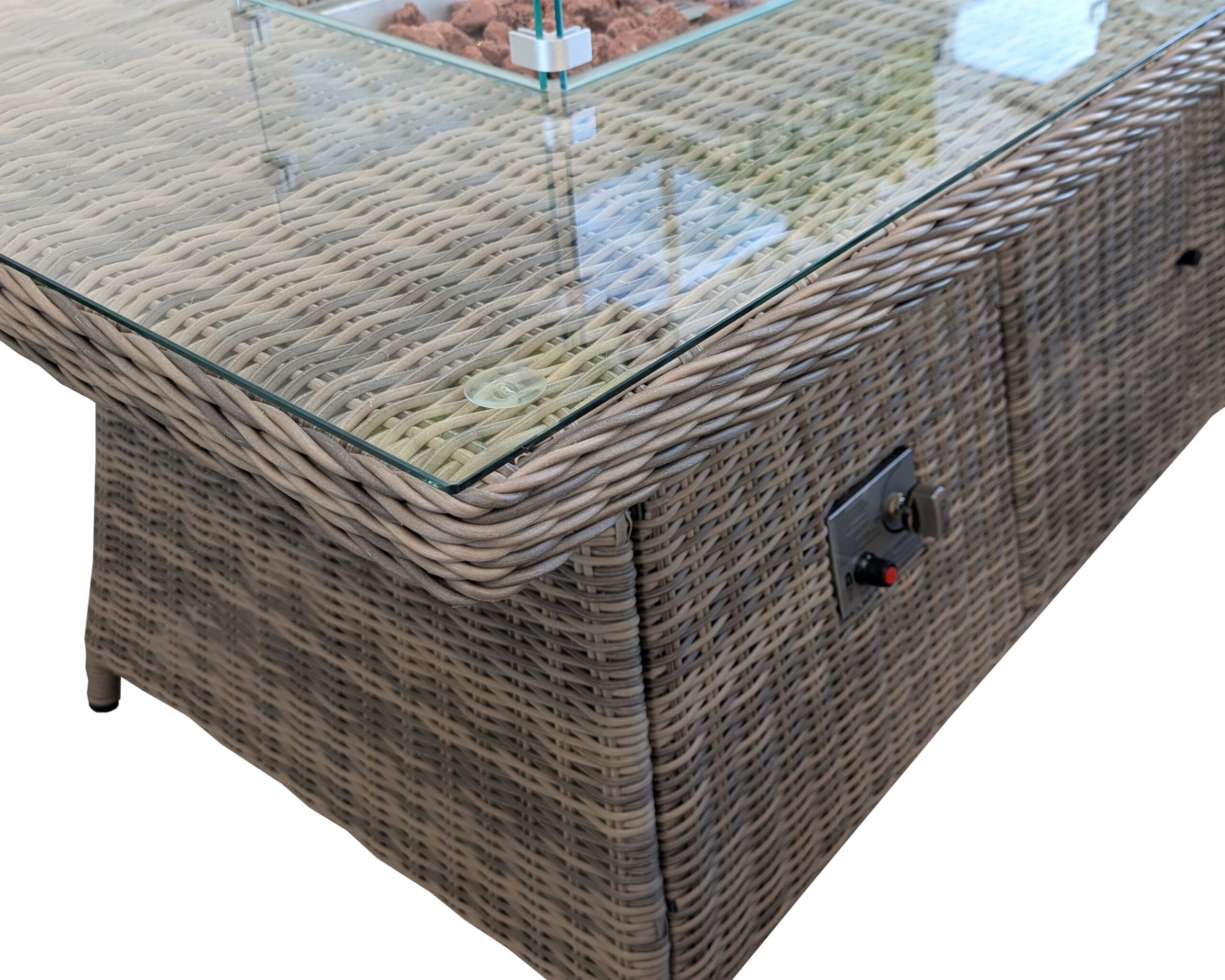 Rengard AMY Rattan Rectangular Gas Fire Pit Table - Image 3