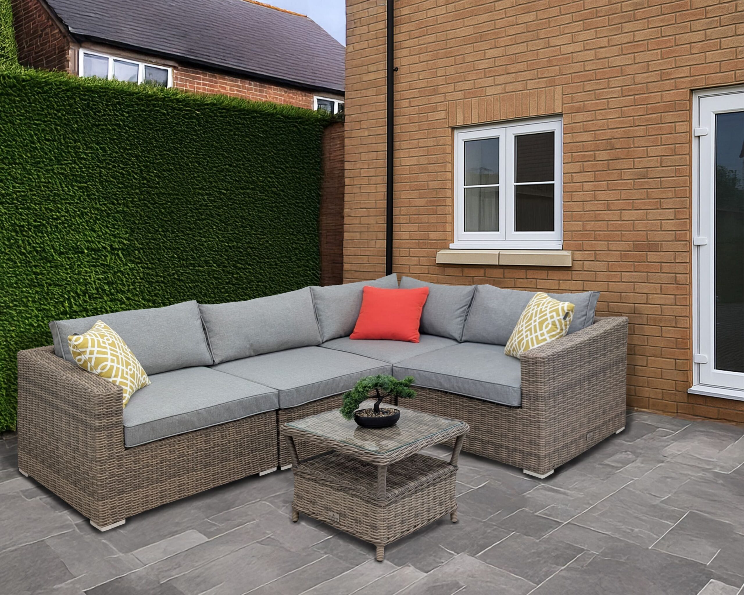 Rengard AMY Rattan Side Table with Tempered Glass Tabletop and Storage Shelf - Image 3