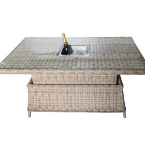 Rengard AMY Rattan Rectangular Rising Dining Table with Ice Bucket