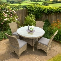 Rengard AMY Rattan Round Dining Table with Tempered Glass Tabletop - Image 3