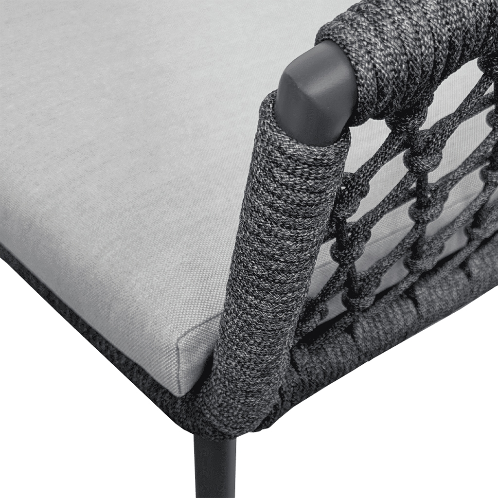 Rengard WALTZ 6 Seat Aluminium Rope Dining Set - Long Table in Anthracite Grey - Image 2