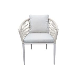 Rengard WALTZ Light Aluminium Garden Armchair with Olefin Rope Detailing and Waterproof Cushions