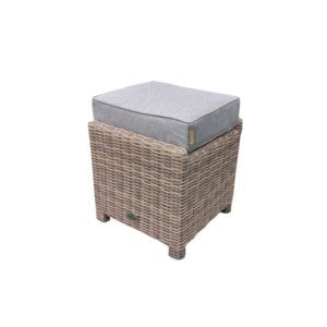 Rengard AMY Rattan Footstool - Square with Thick Showerproof Cushion