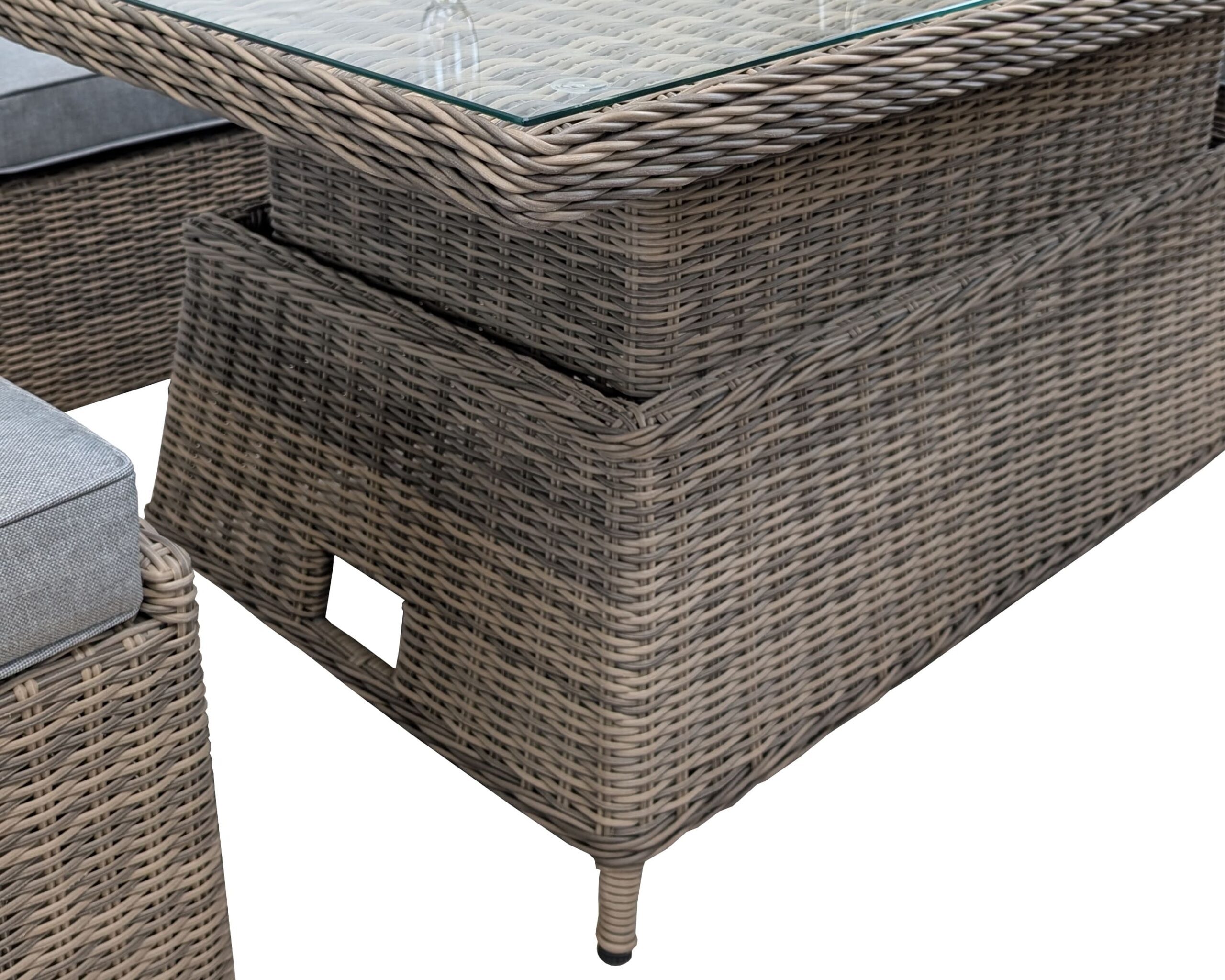 Rengard JENNY Rattan Modular 3 Seater Sofa Set with Rising Ice Bucket Table and 2 Footstools - Image 7